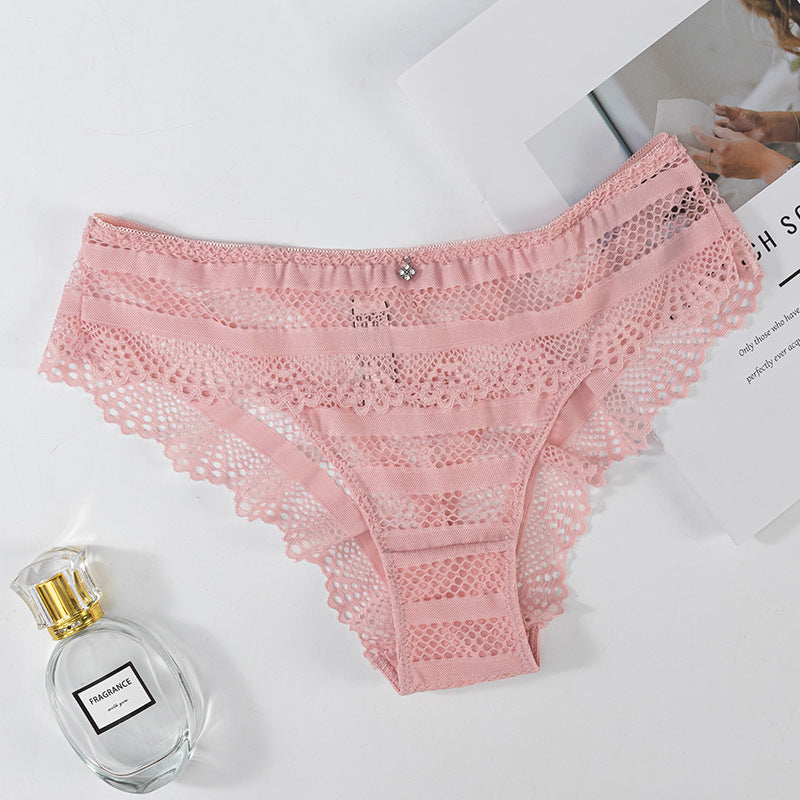 Thong Panty in Special striped hollow mesh