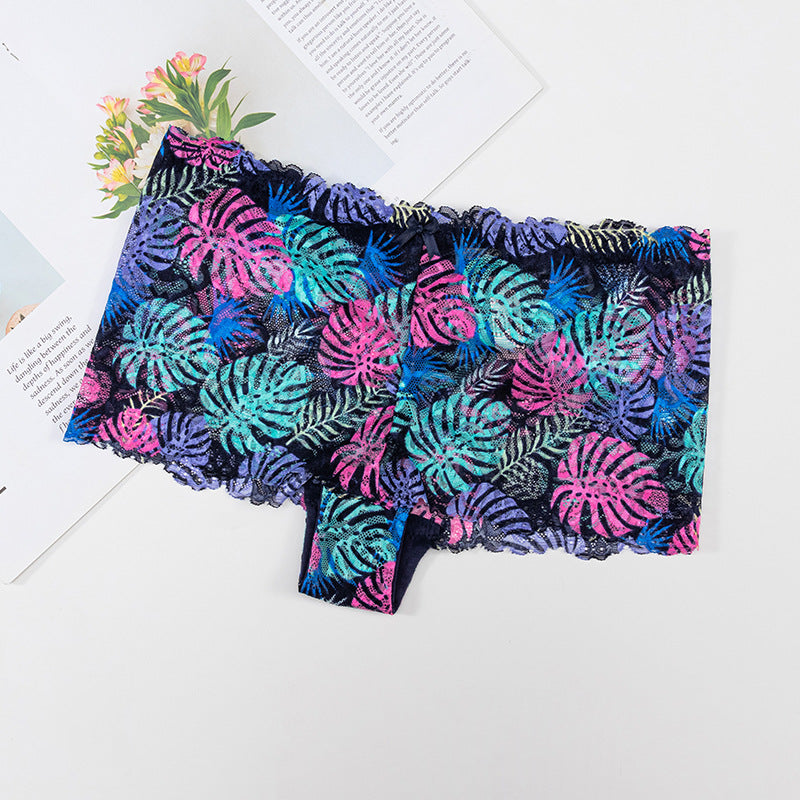 Plant-friendly printed lace sexy Thong Panty