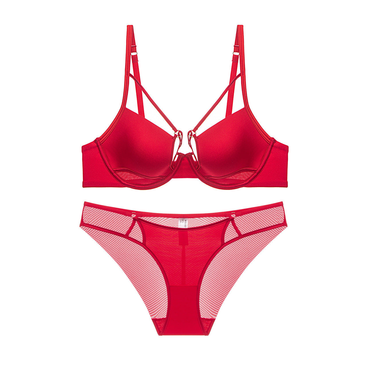 Hollow sexy glossy underwear straps gather bra set
