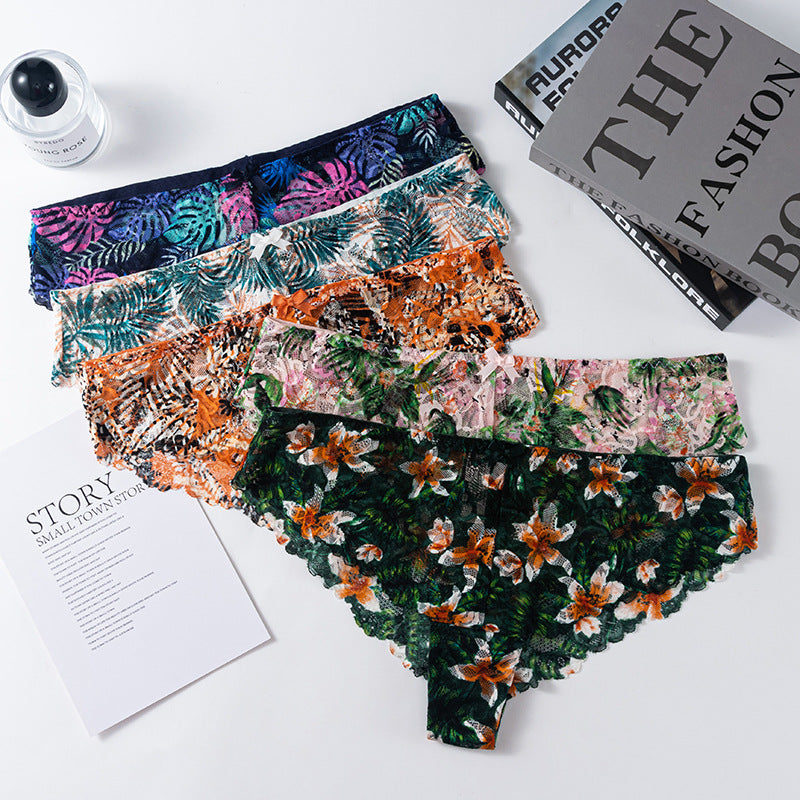 Plant-dyed eco-friendly printed lace Cheeky Panty