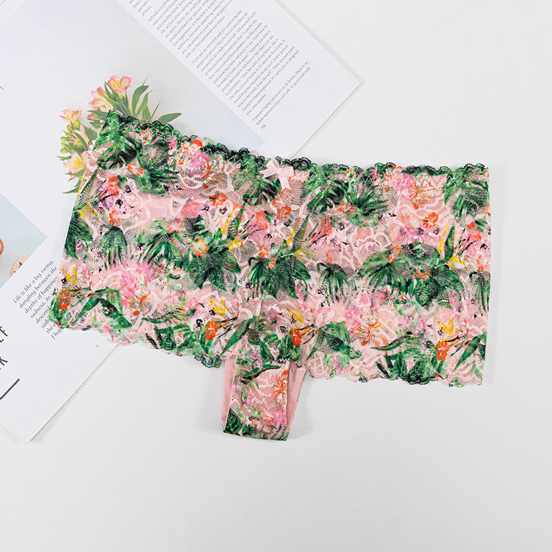 Plant-friendly printed lace sexy Thong Panty