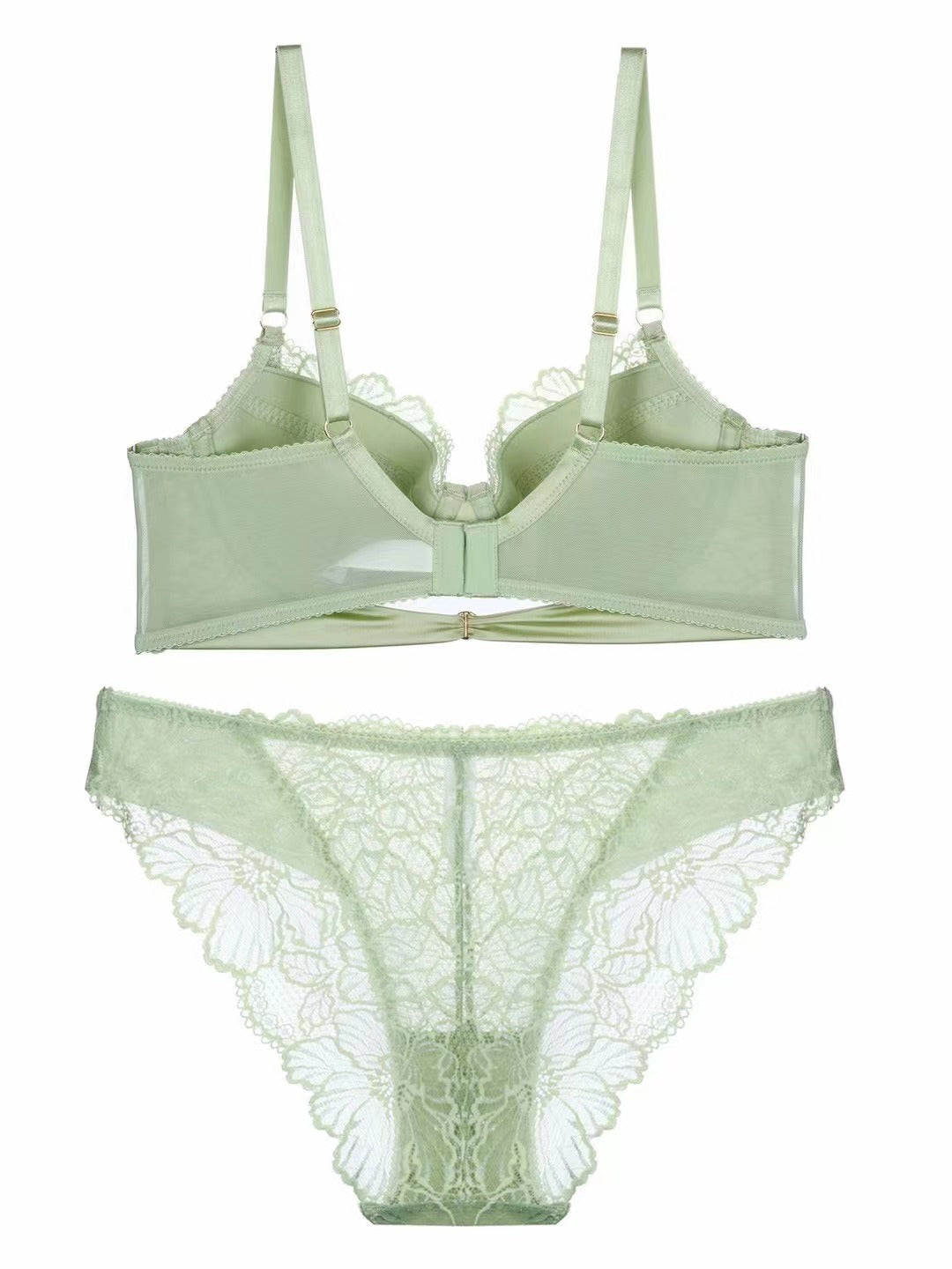 Steel tray gathers sexy lace bra set