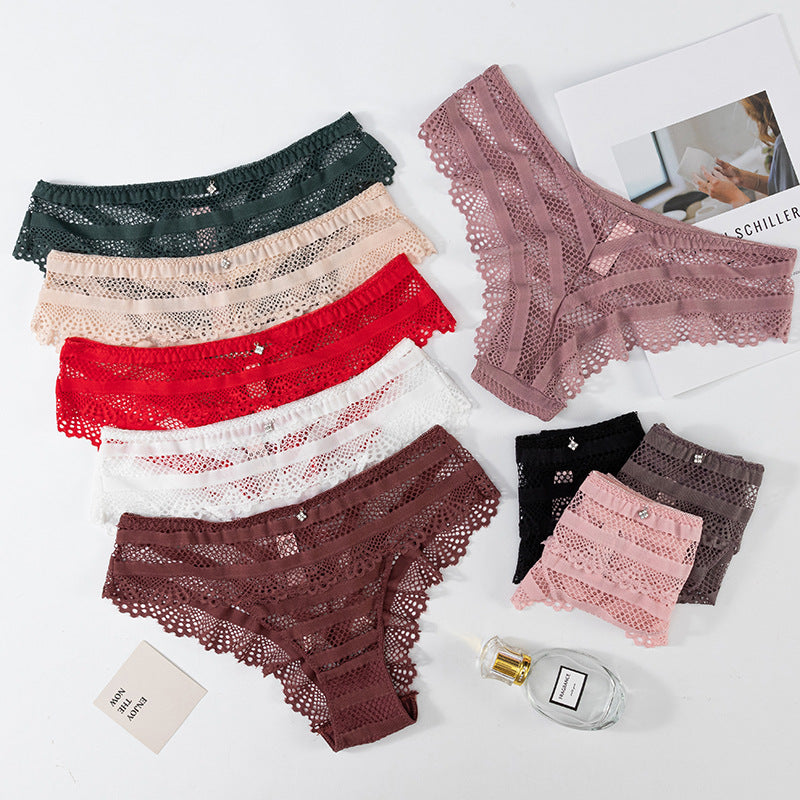 Thong Panty in Special striped hollow mesh