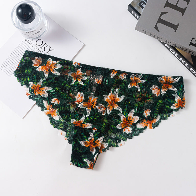 Plant-dyed eco-friendly printed lace Cheeky Panty
