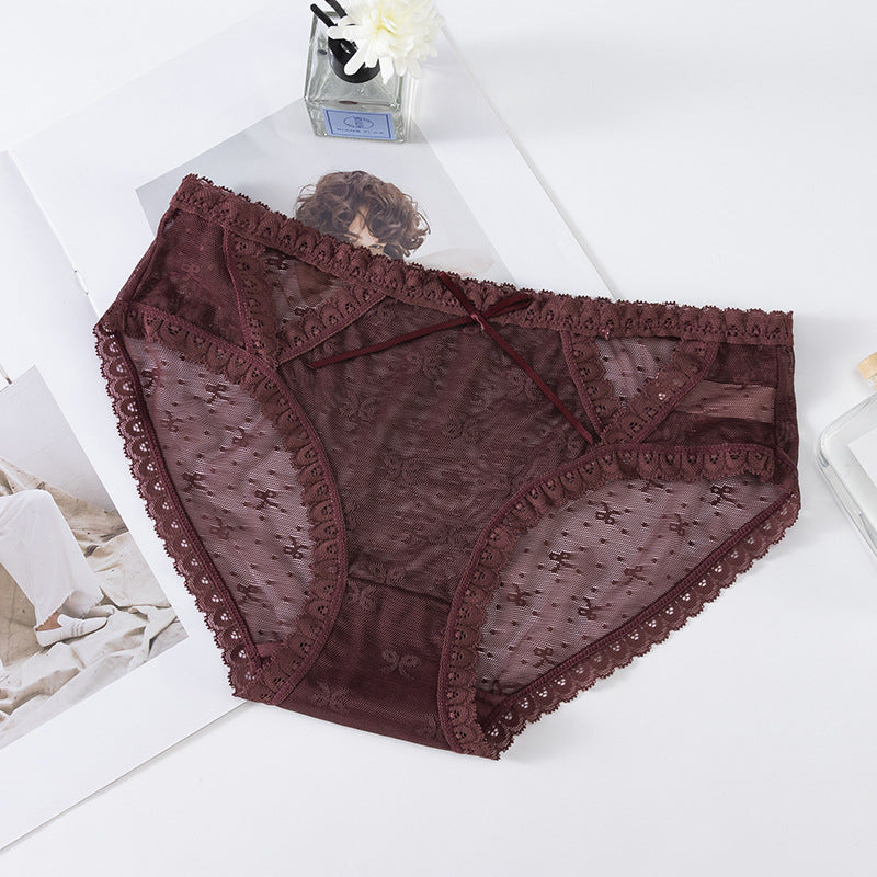 Lace Low Waist Romantic Mesh Bikini Panty