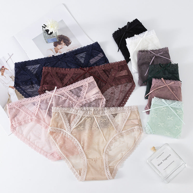 Lace Low Waist Romantic Mesh Bikini Panty
