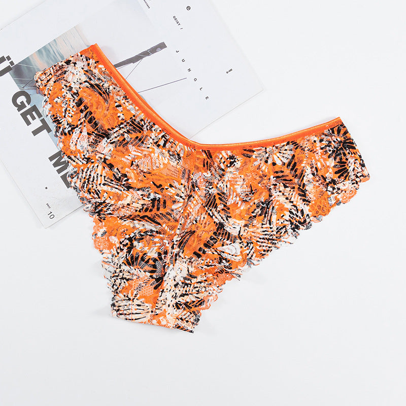 Cheeky Panty in Plant-dyed printed lace-trimmed low-rise