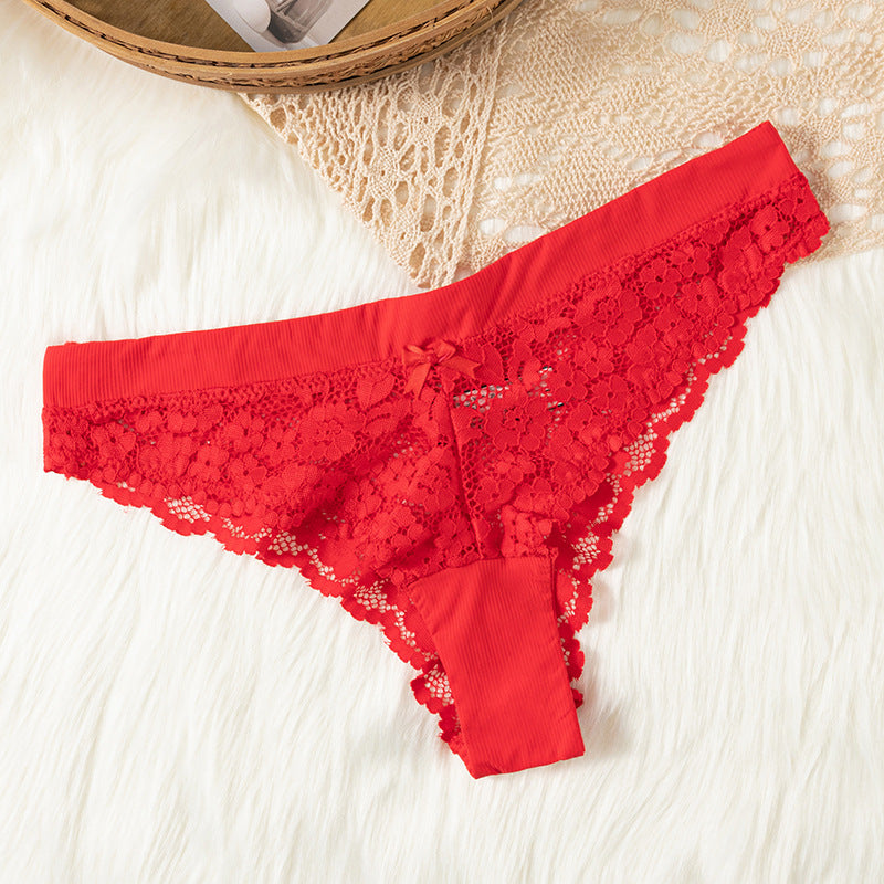 Thong Panty in unibody hollow lace