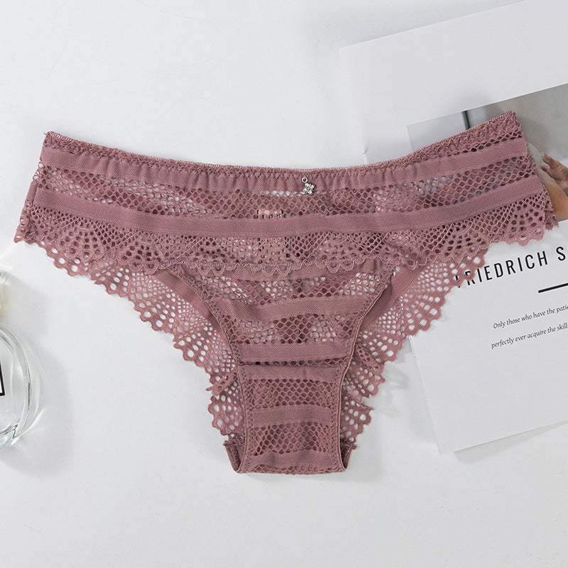 Thong Panty in Special striped hollow mesh