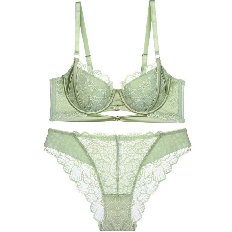 Steel tray gathers sexy lace bra set