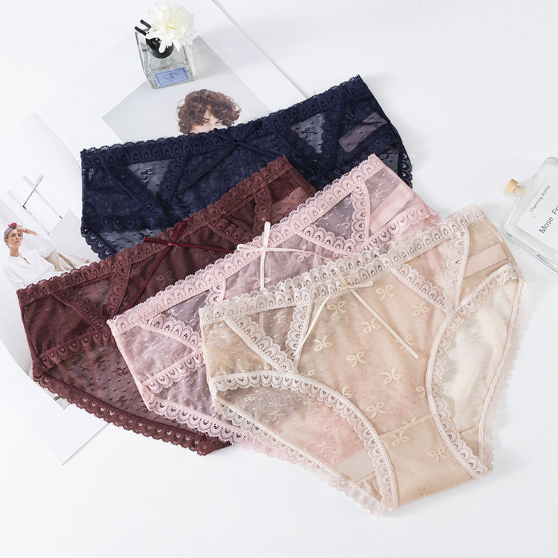 Lace Low Waist Romantic Mesh Bikini Panty