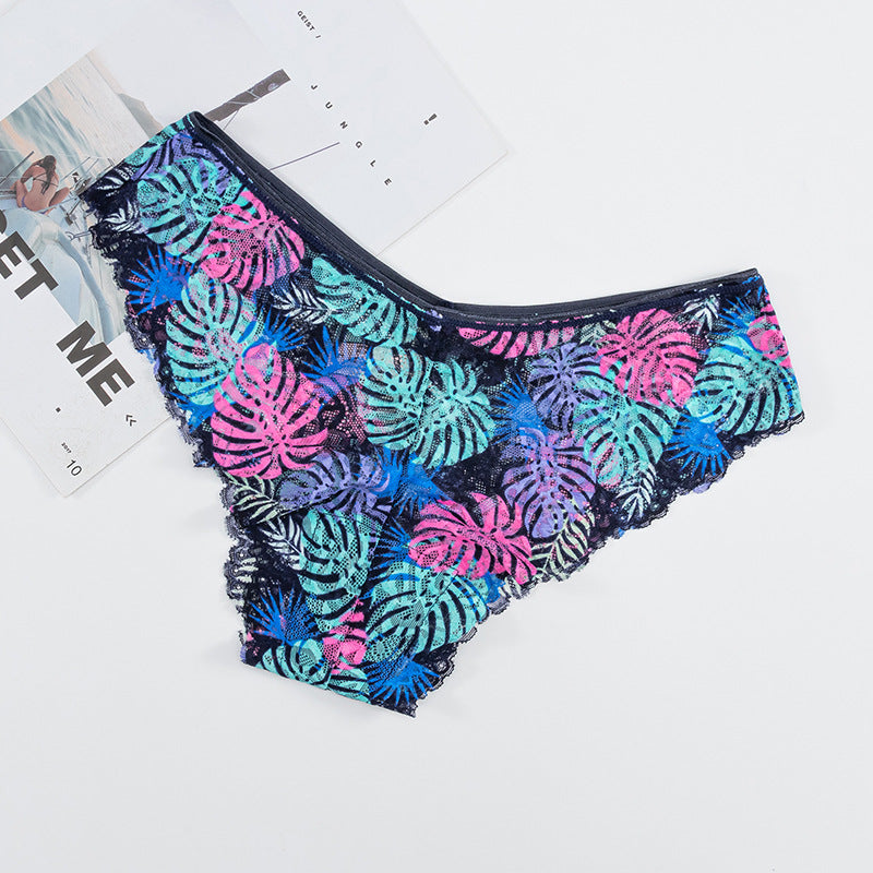 Cheeky Panty in Plant-dyed printed lace-trimmed low-rise
