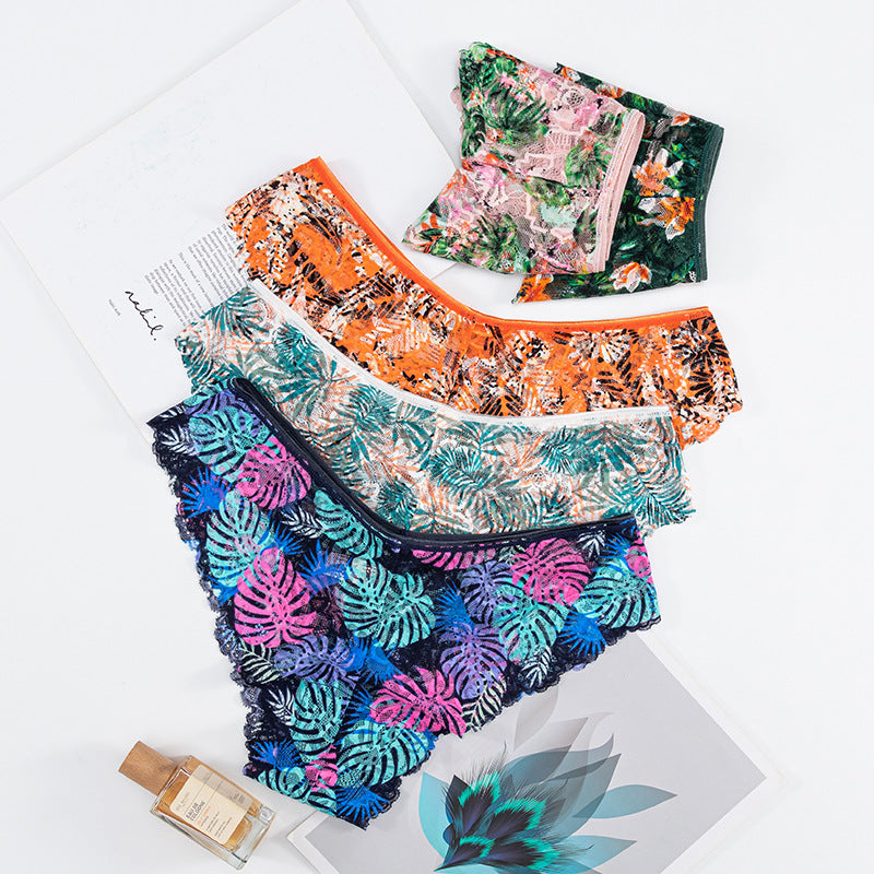 Cheeky Panty in Plant-dyed printed lace-trimmed low-rise