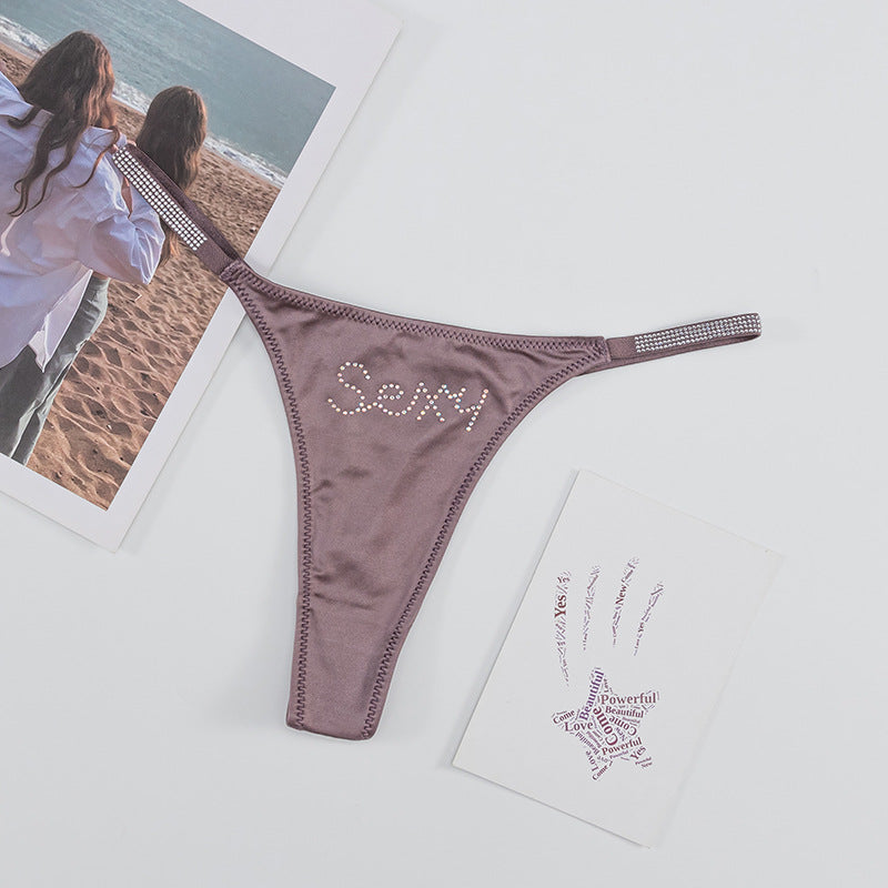 Sexy Thong in Diamond Thin Belt