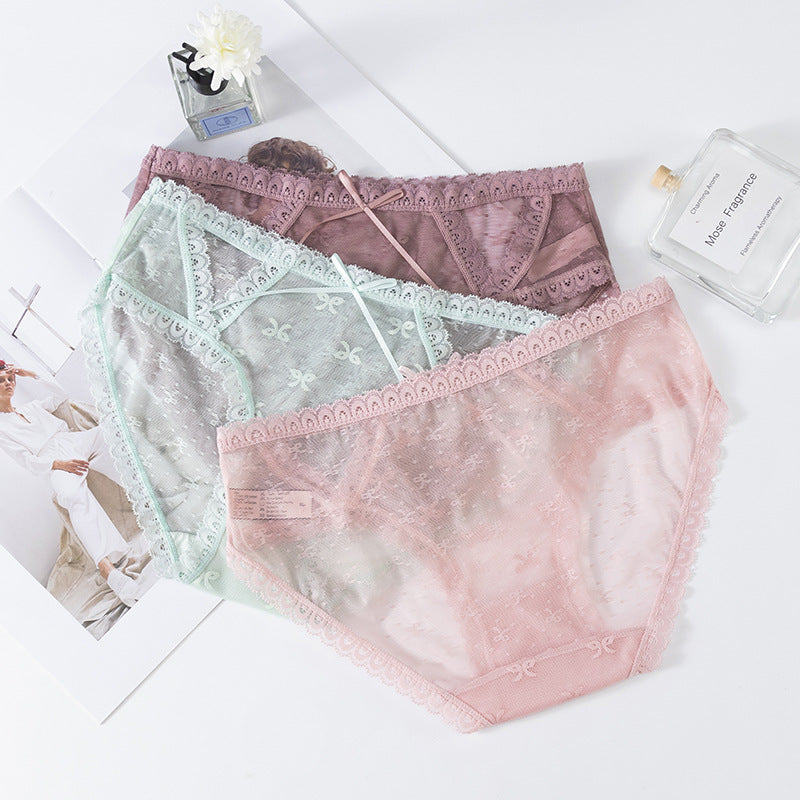 Lace Low Waist Romantic Mesh Bikini Panty