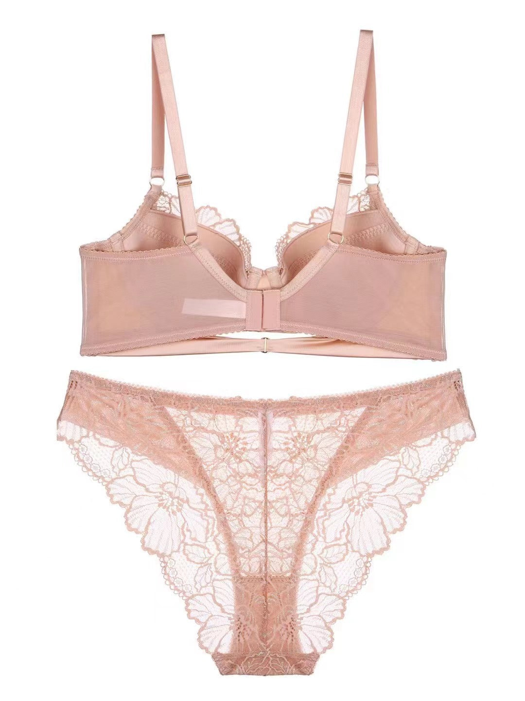 Steel tray gathers sexy lace bra set