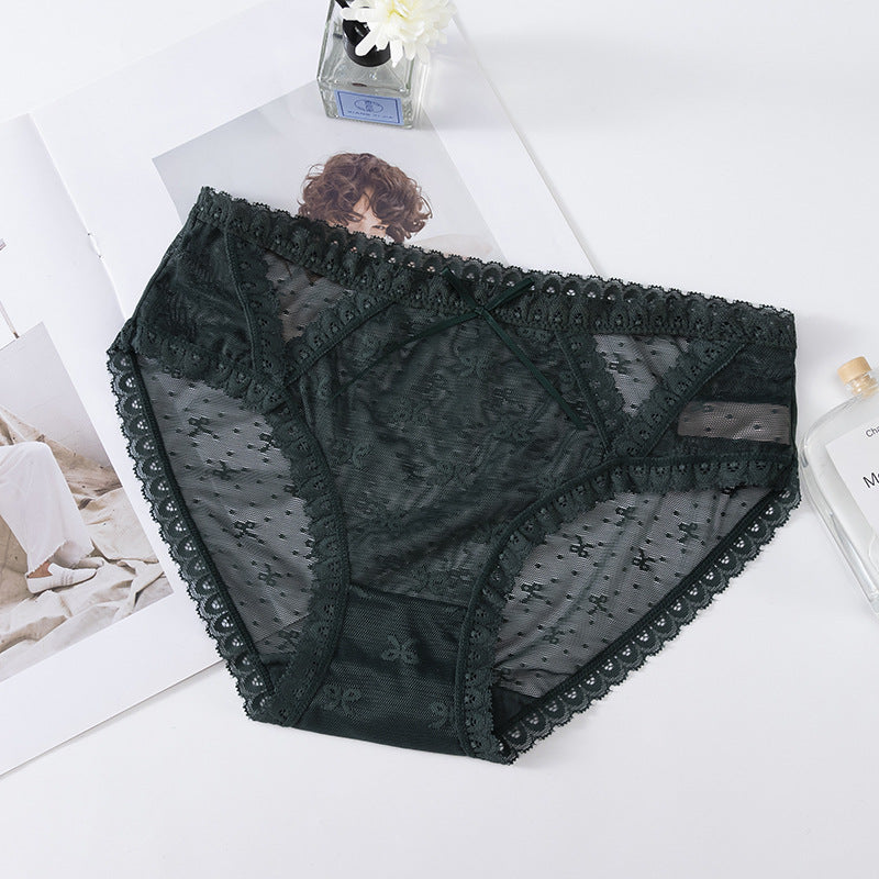 Lace Low Waist Romantic Mesh Bikini Panty