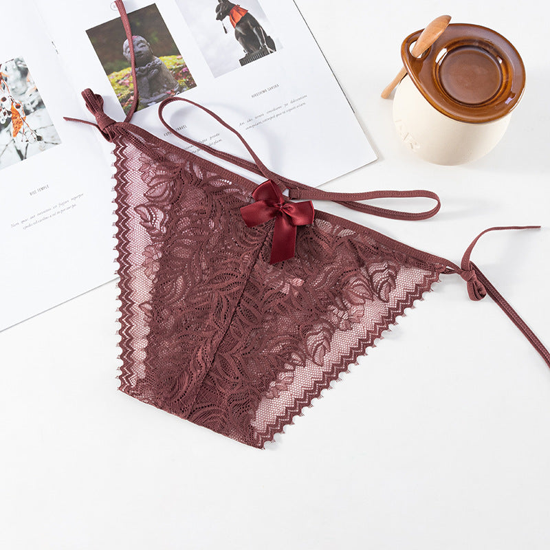 Lightweight lace strap thong hollow low-rise Cheeky Panty