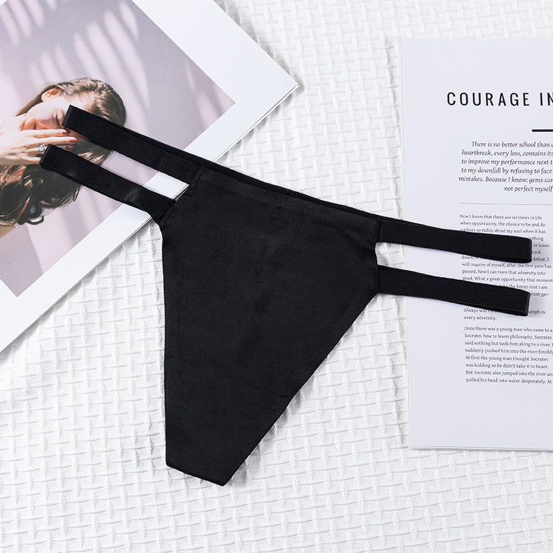 Double elastic waistband ice silk nude seamless thong