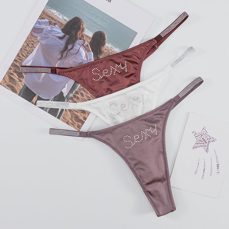 Sexy Thong in Diamond Thin Belt
