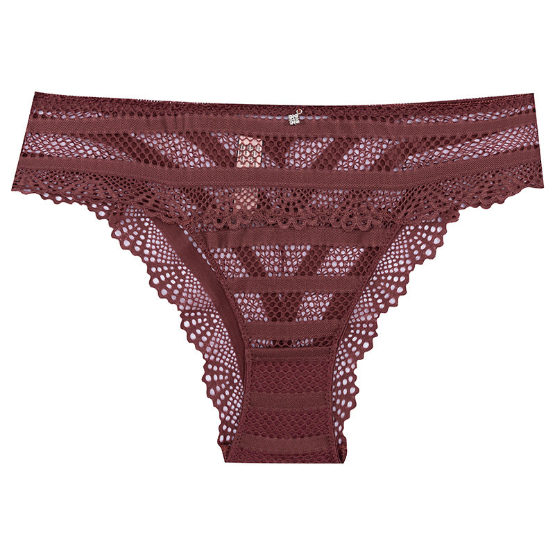 Thong Panty in Special striped hollow mesh