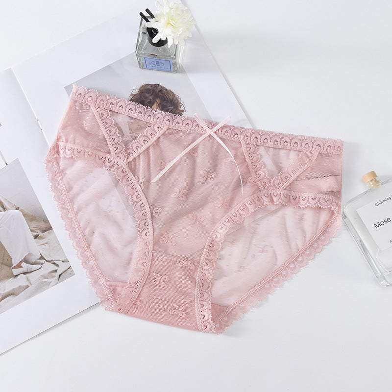 Lace Low Waist Romantic Mesh Bikini Panty