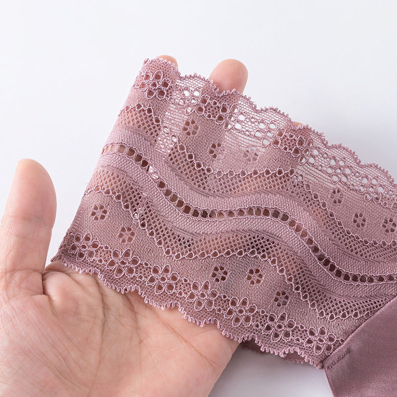 Thong Panty in elastic wide lace waist seamless