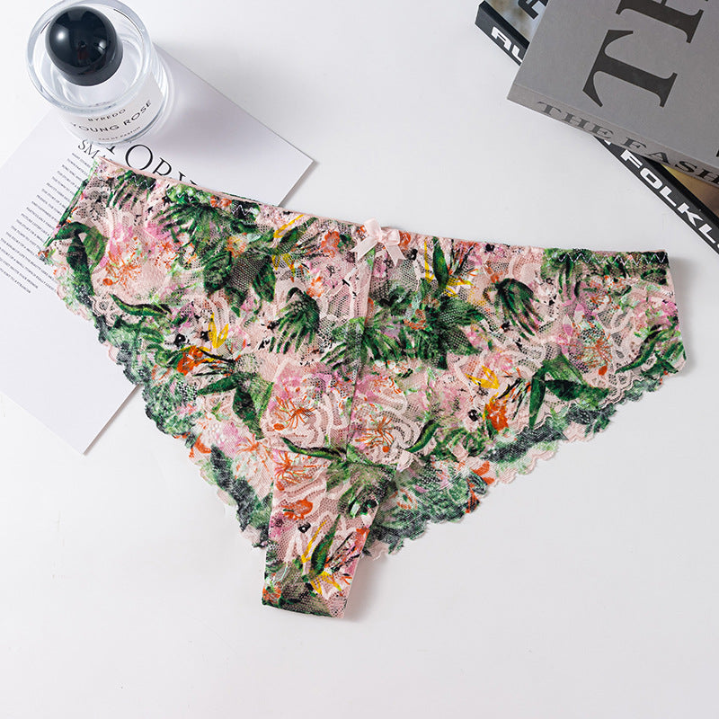 Plant-dyed eco-friendly printed lace Cheeky Panty