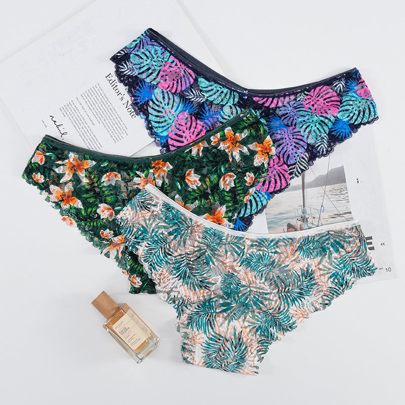 Cheeky Panty in Plant-dyed printed lace-trimmed low-rise