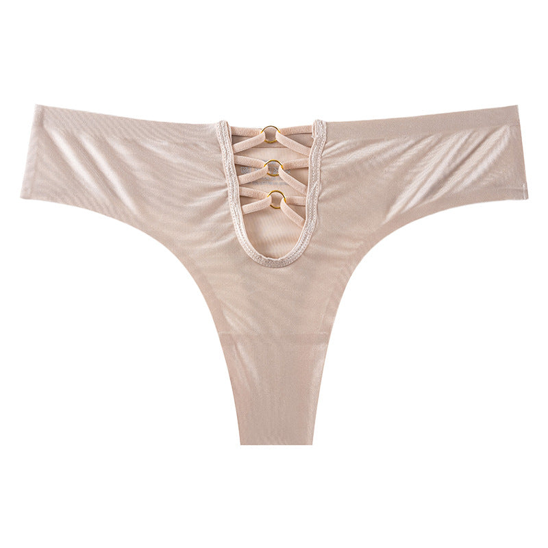 Thong Panty in big U-shaped hollowed-out decorative seamless