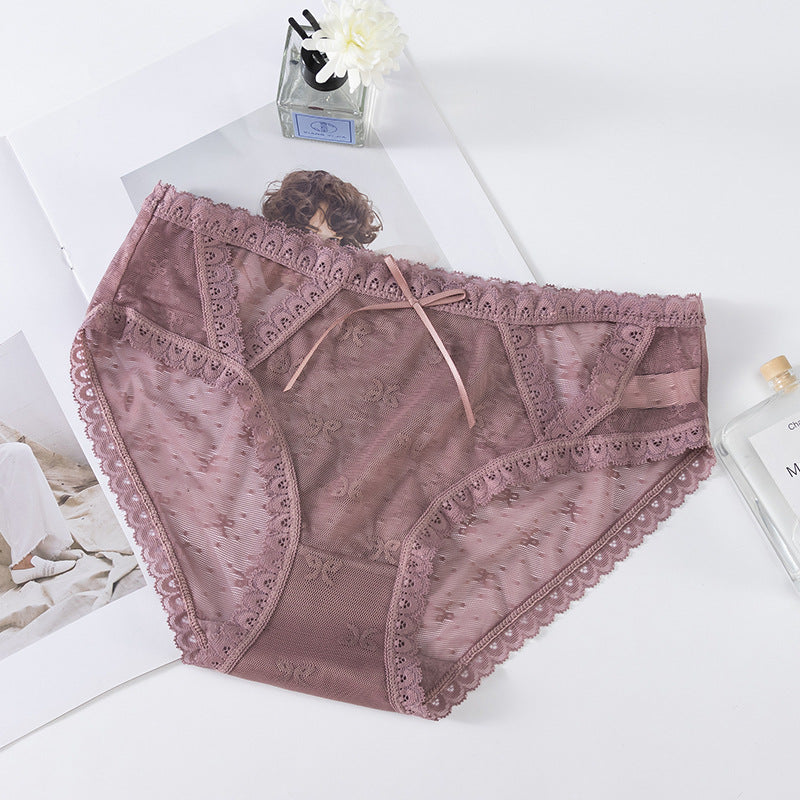 Lace Low Waist Romantic Mesh Bikini Panty