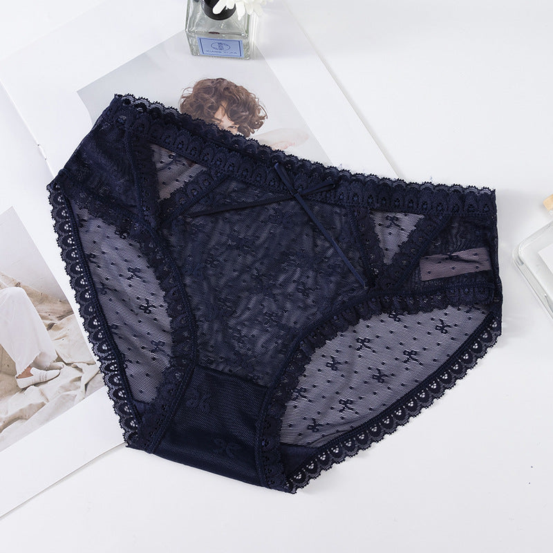 Lace Low Waist Romantic Mesh Bikini Panty