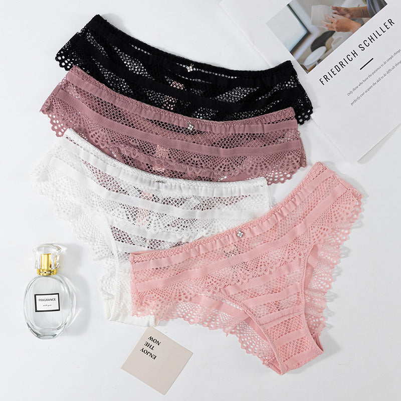 Thong Panty in Special striped hollow mesh