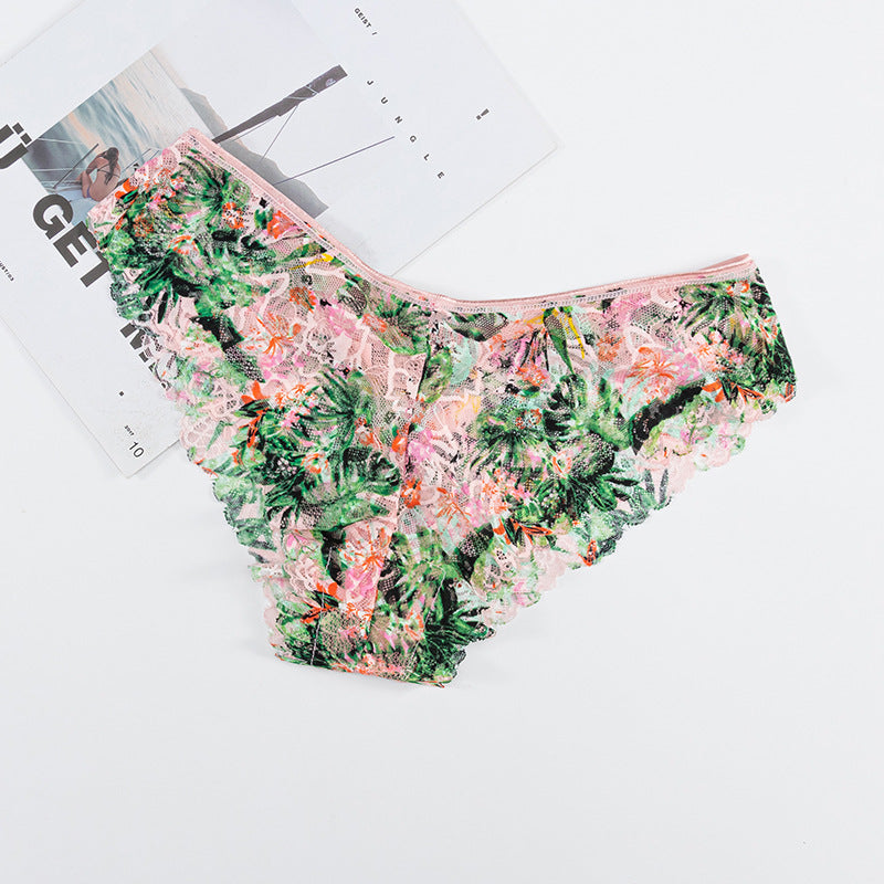 Cheeky Panty in Plant-dyed printed lace-trimmed low-rise