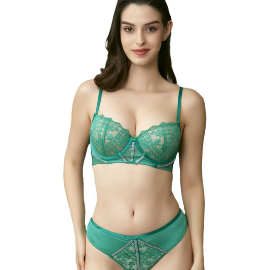 Lace diamond steel ring mold cup bra set