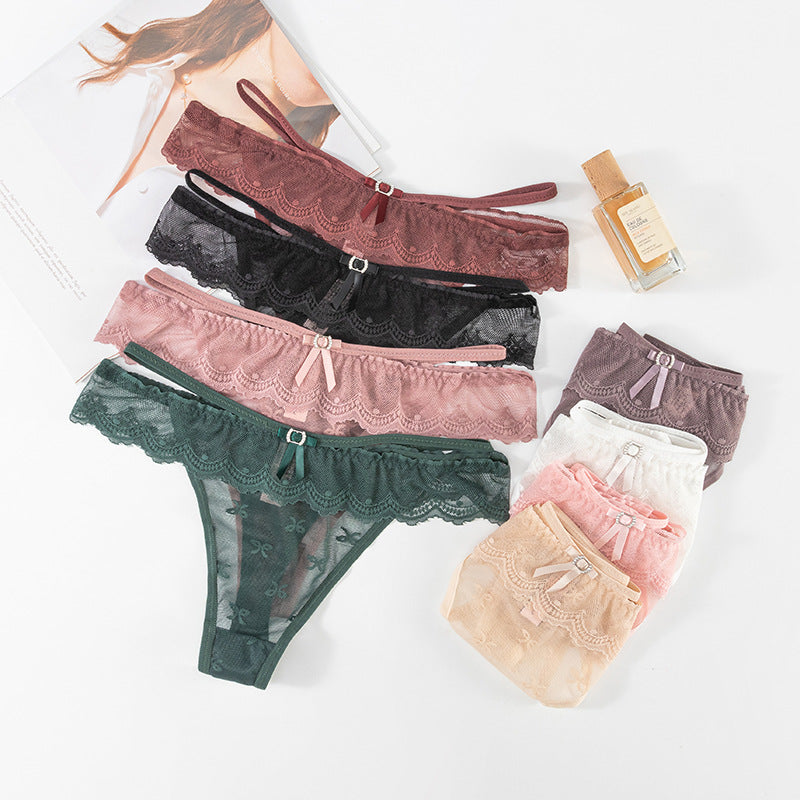 Stretch Lace One-Word Low Waist Sexy Thong Panty