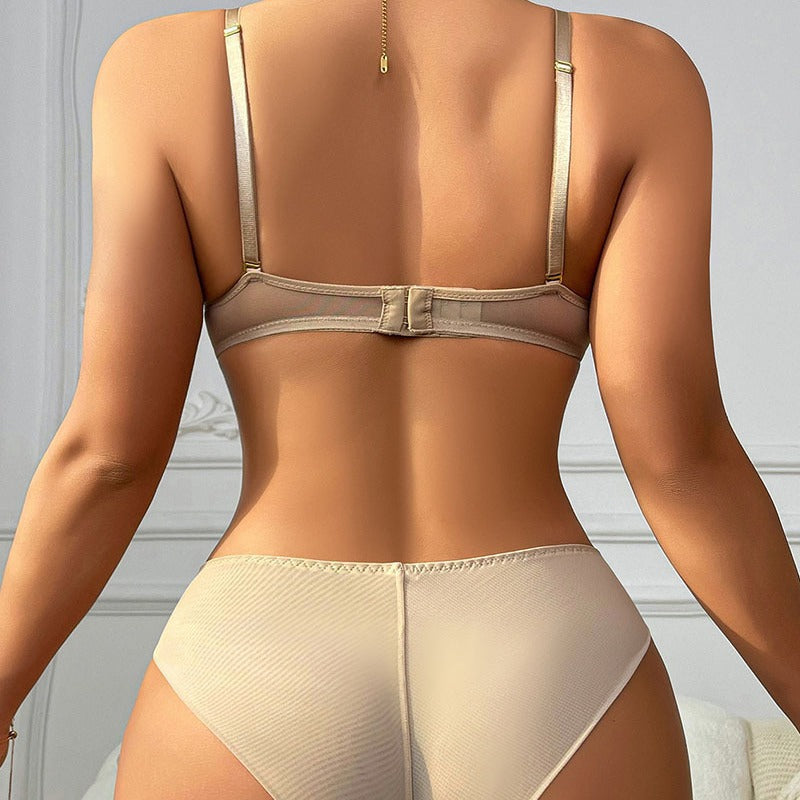 Lace tassel steel ring upper support cup bra set