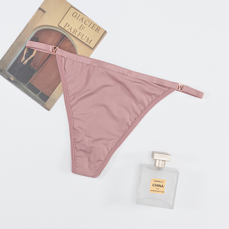 G-String Panty in Lycra with diamond-embellished V-neck strap on the back and small V-buckle at the waist