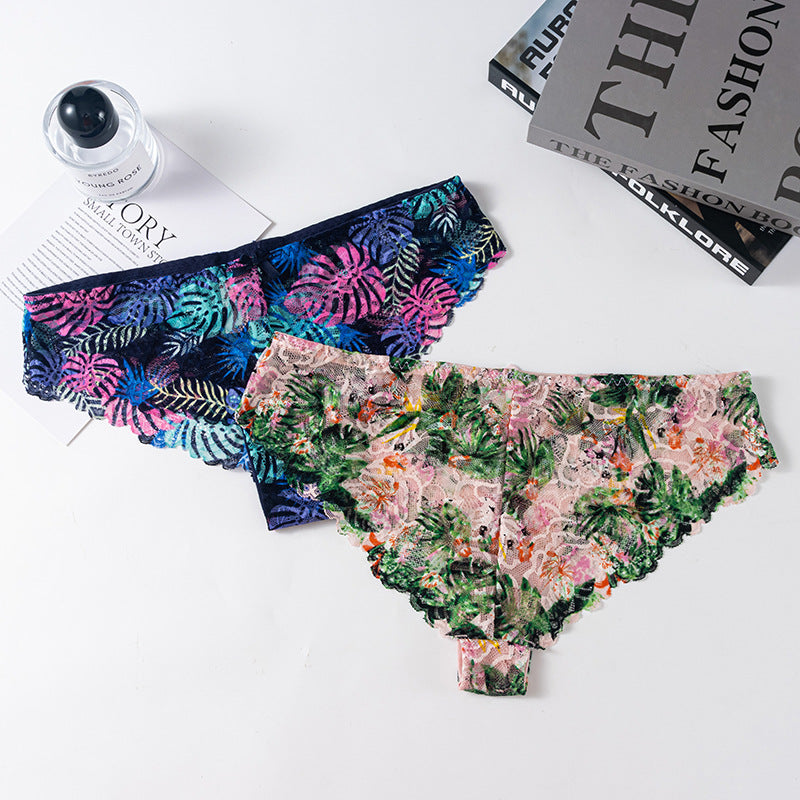 Plant-dyed eco-friendly printed lace Cheeky Panty