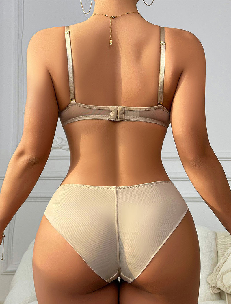 Lace tassel steel ring upper support cup bra set