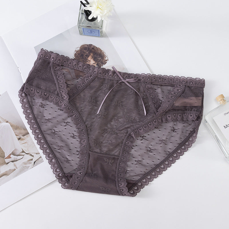 Lace Low Waist Romantic Mesh Bikini Panty