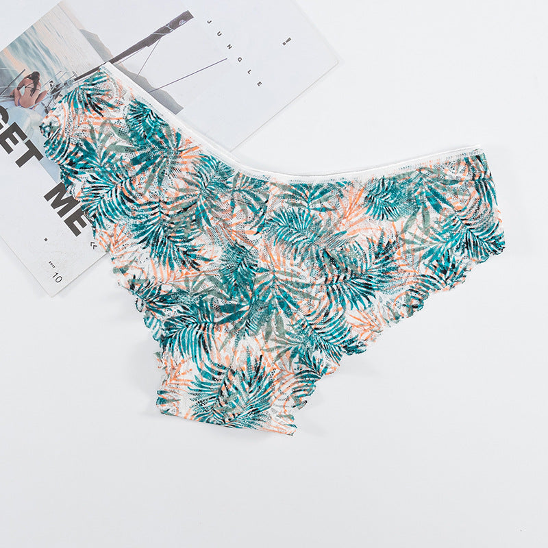 Cheeky Panty in Plant-dyed printed lace-trimmed low-rise
