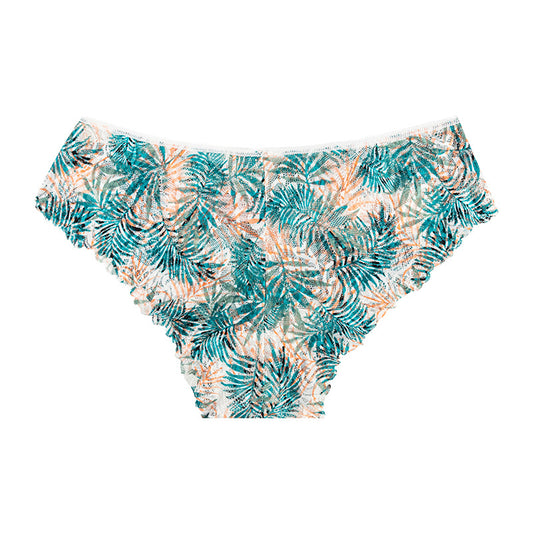 Cheeky Panty in Plant-dyed printed lace-trimmed low-rise