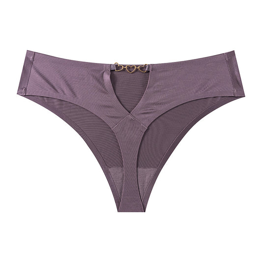 Hollow design love buckle embellished seamless sexy low-rise Thong Panty