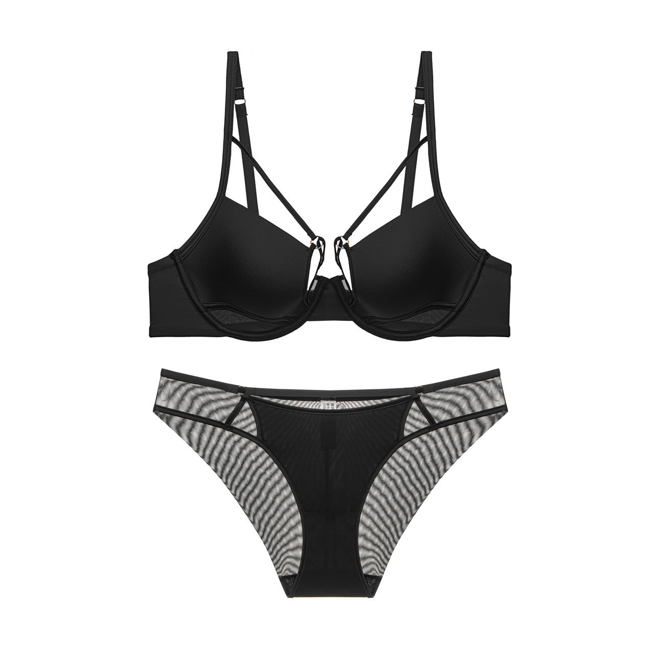 Hollow sexy glossy underwear straps gather bra set