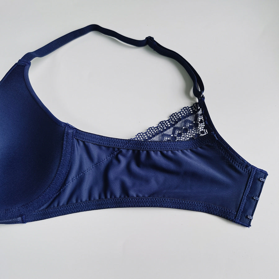 Glossy and seamless gathering bra set, thin cup underwear set.