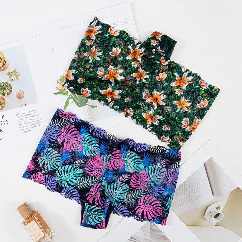 Plant-friendly printed lace sexy Thong Panty