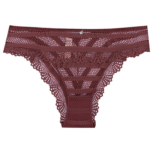 Thong Panty in Special striped hollow mesh