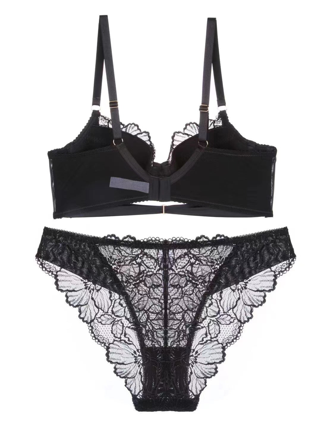 Steel tray gathers sexy lace bra set